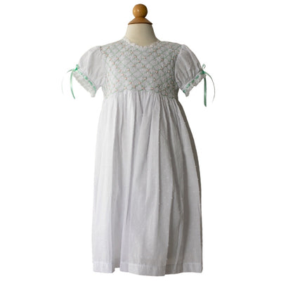White Heirloom Mint/Pink Smock Dress