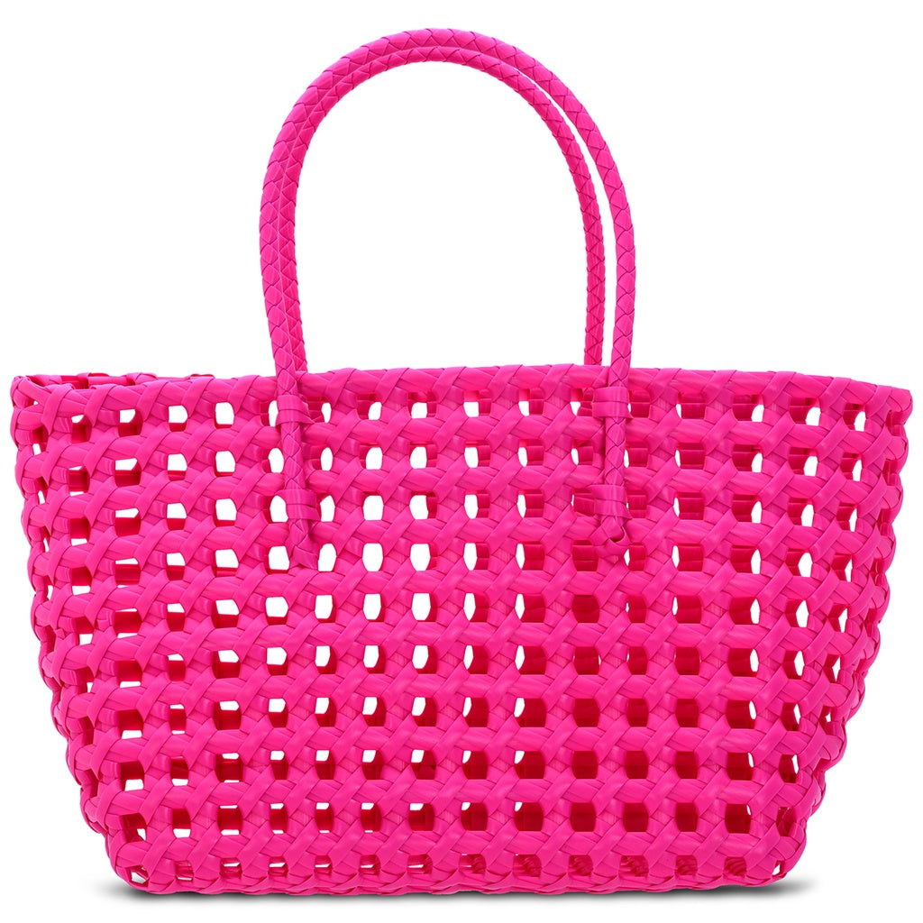 Small Pink Woven Tote Bag