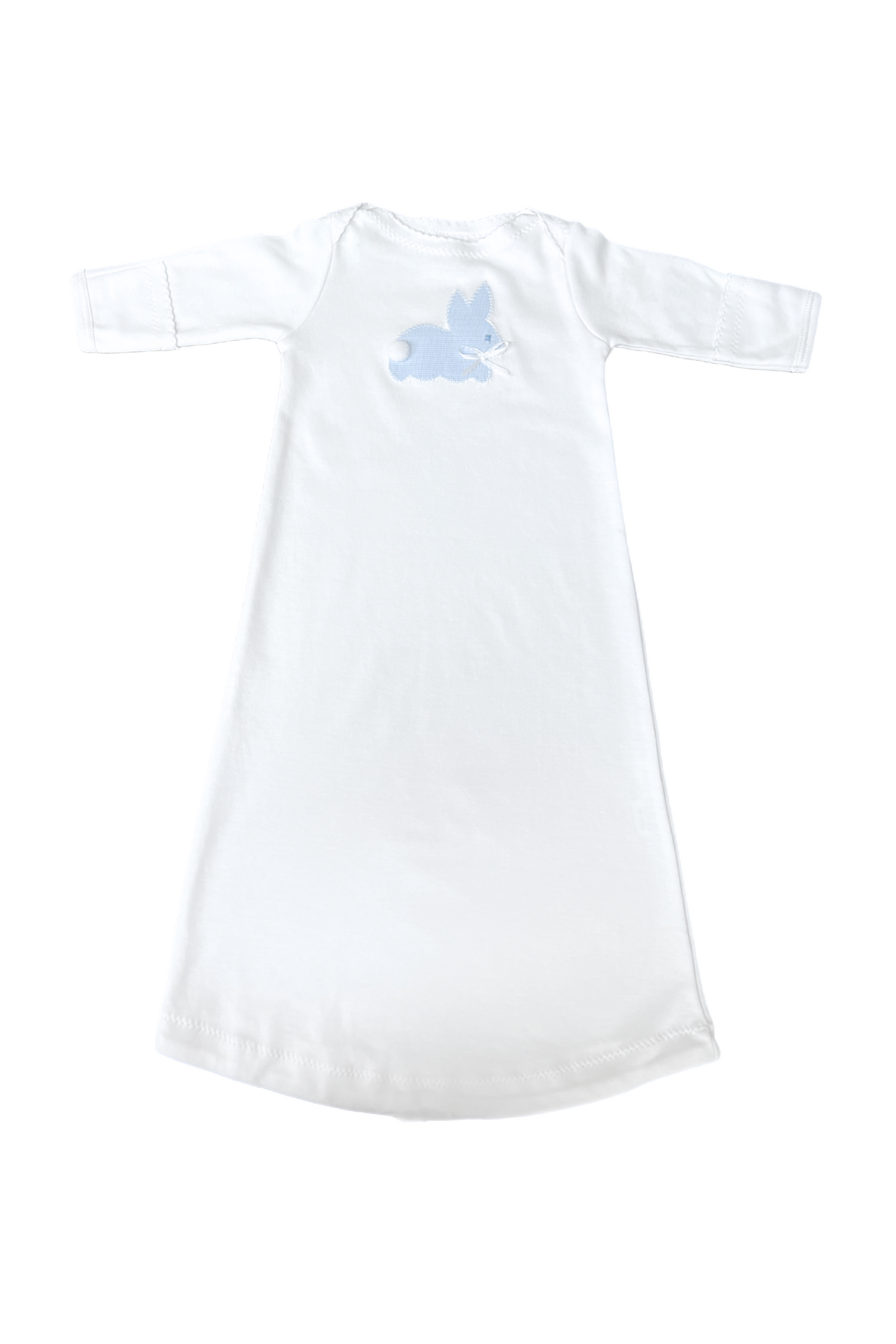 JJ Applique Day Gown Blue Micro Gingham Bunny