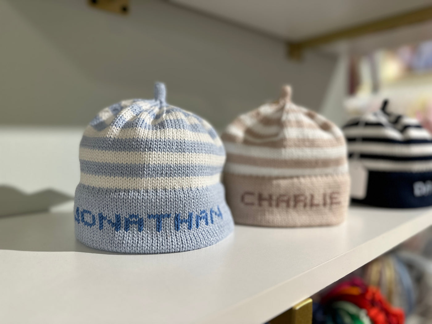 Personalized Knit Striped Hat