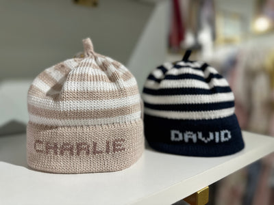 Personalized Knit Striped Hat