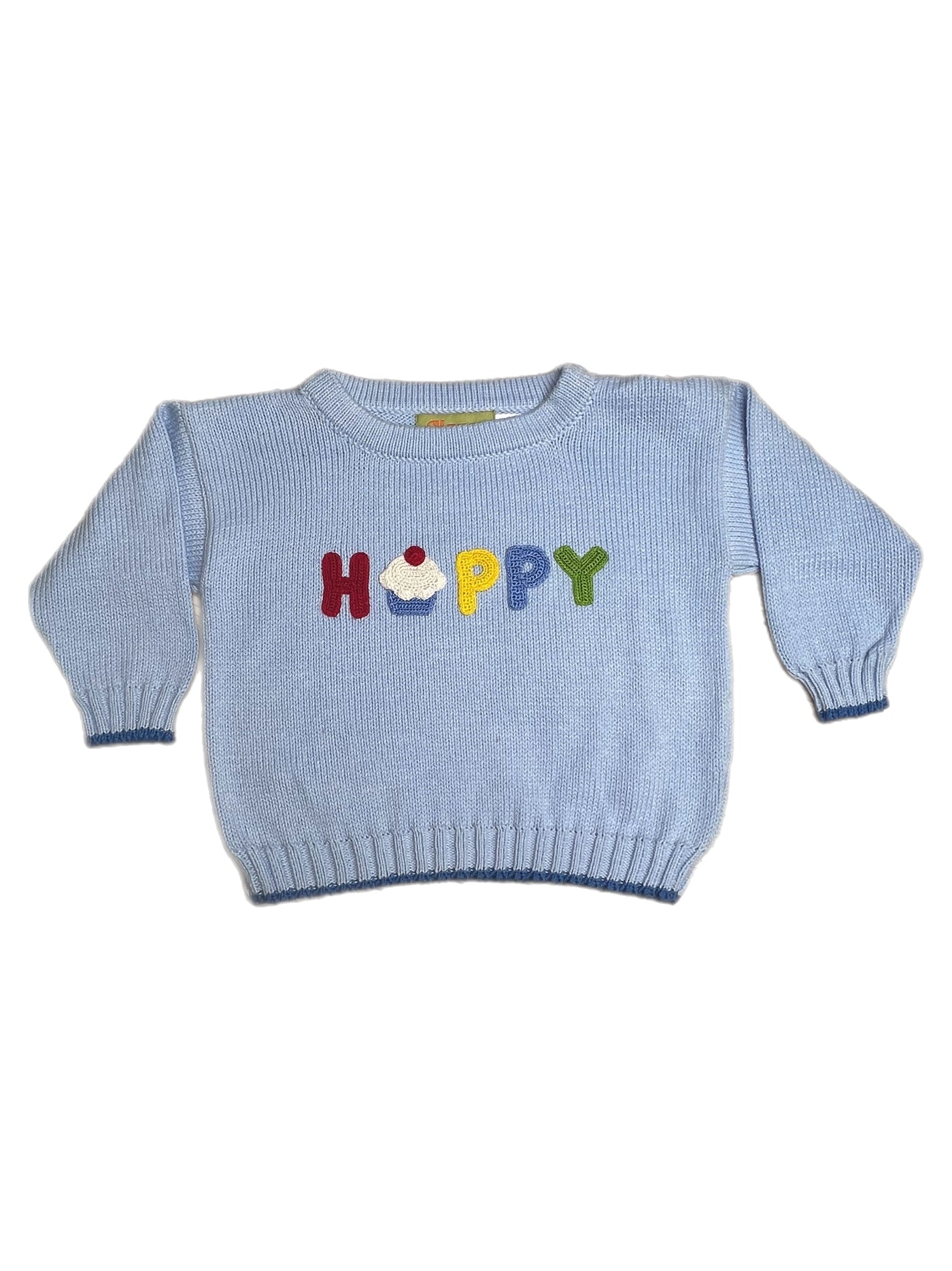 Blue Happy Crew Sweater