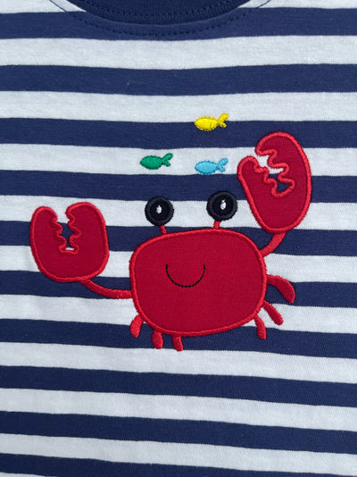 Luigi S/S Navy Stripe Crab T-Shirt