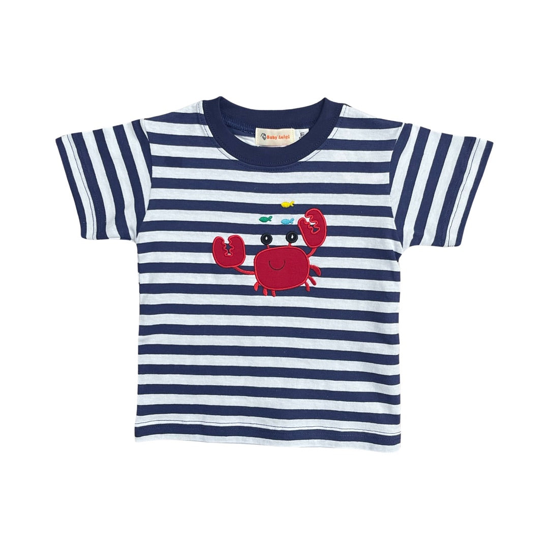 Luigi S/S Navy Stripe Crab T-Shirt