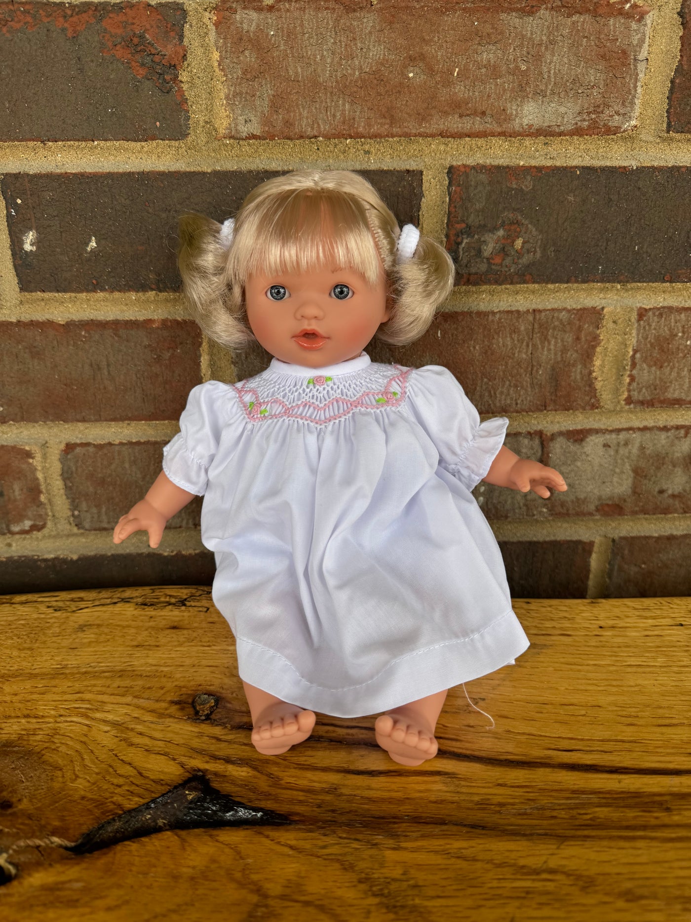 Carly 10" Doll w/Pigtails BL Eyes White Dress