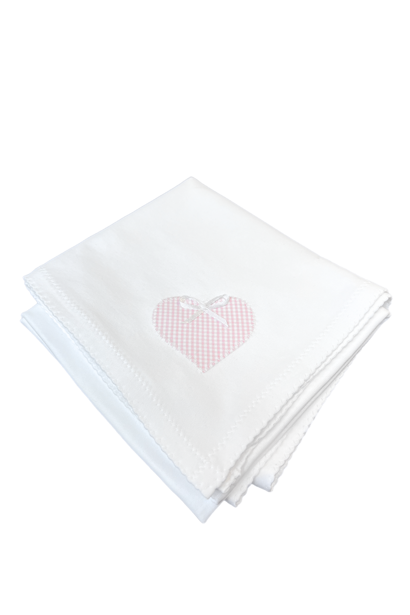 JJ Pima Applique Pink Check Heart Blanket
