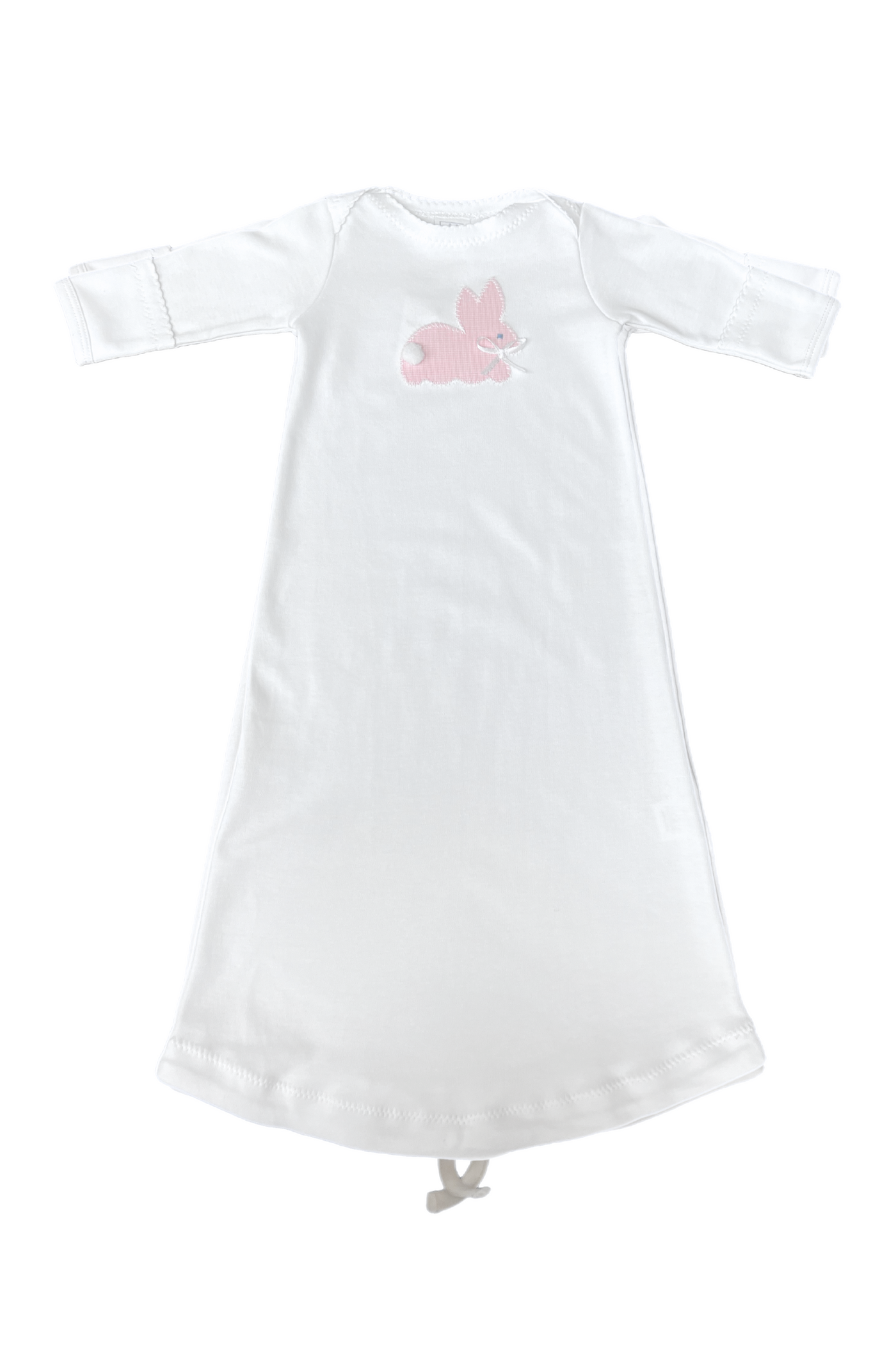 JJ Applique Day Gown Pink Micro Gingham Bunny
