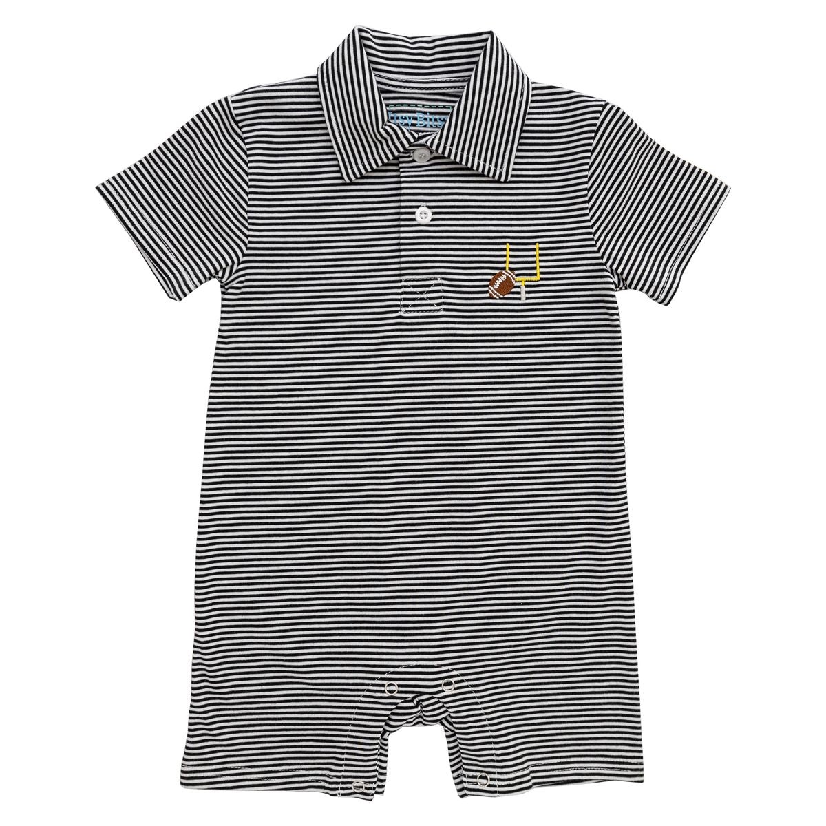 Game Day Polo Romper - Black