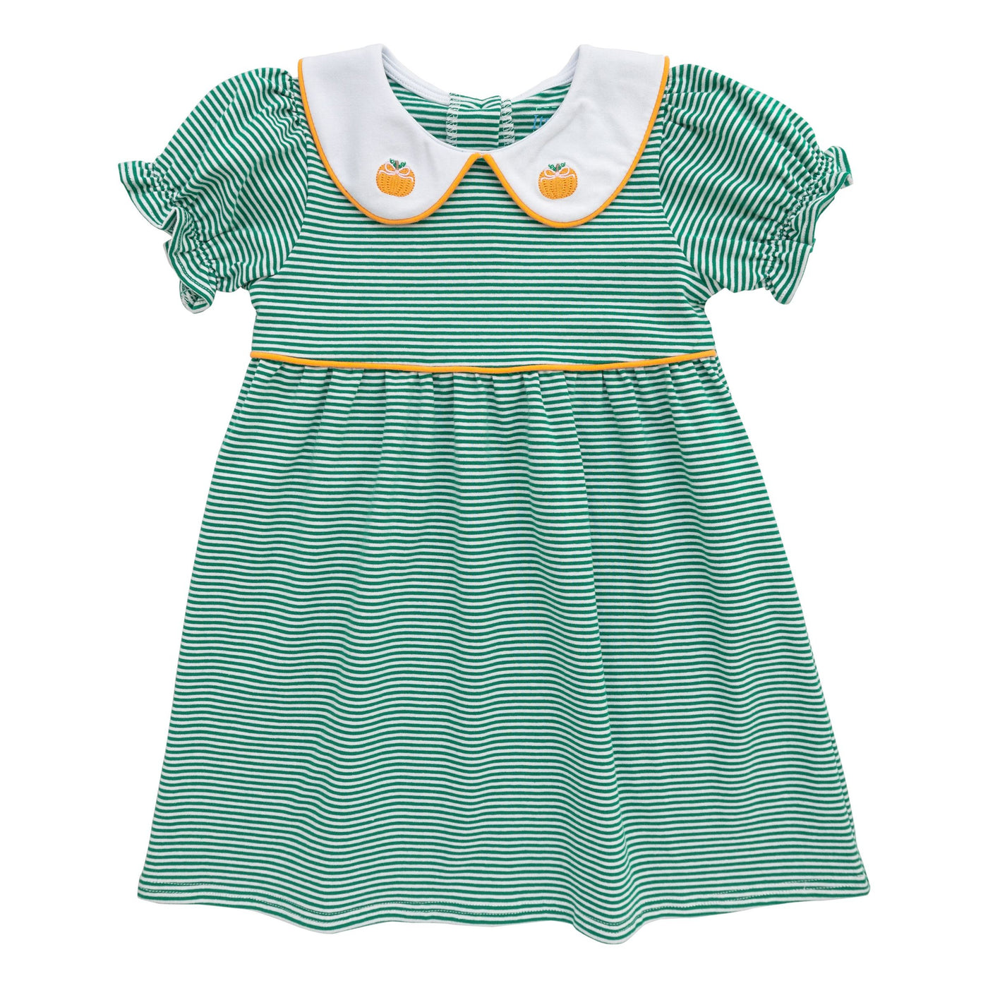 Green Stripe L/S Dress - Pumpkin