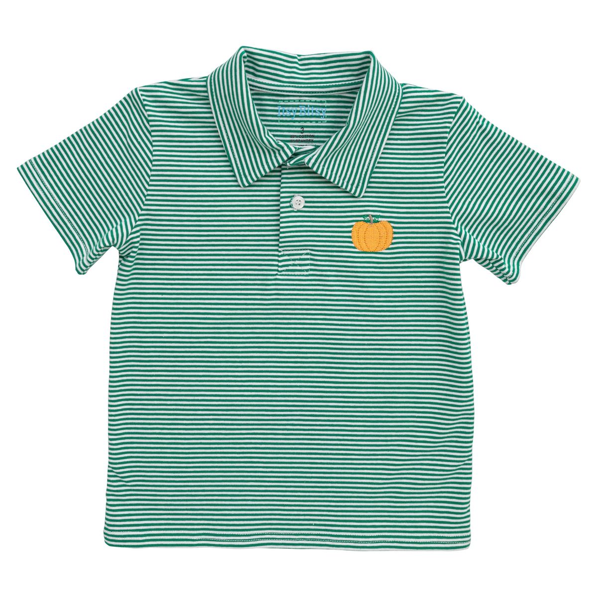 Green Stripe L/S Polo  - Pumpkin