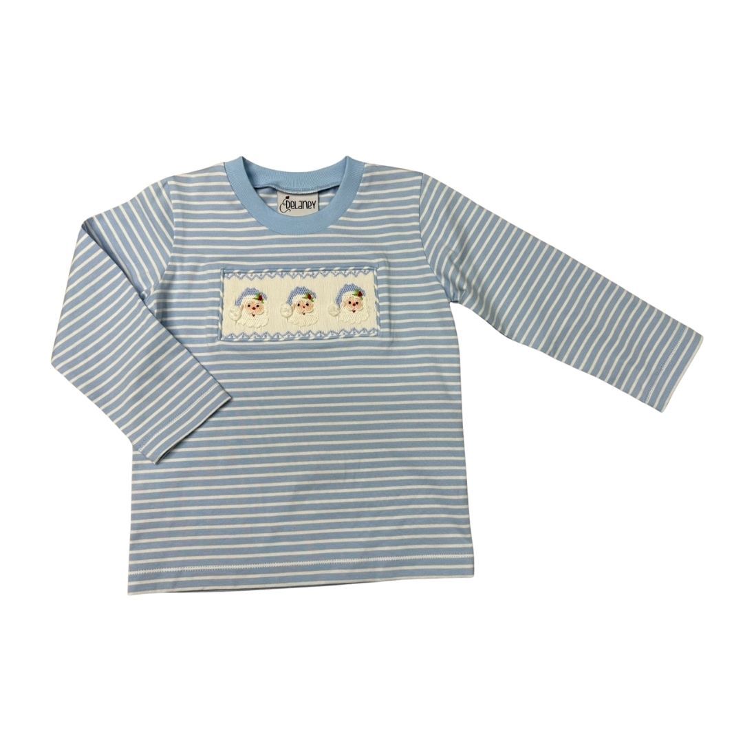 Blue Stripe L/S Tee - Santa
