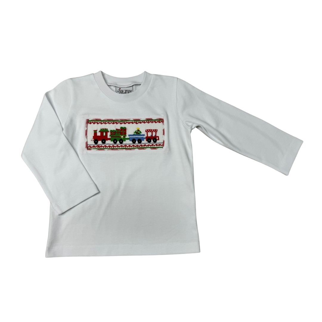 L/S Smocked Tee - Christmas Train