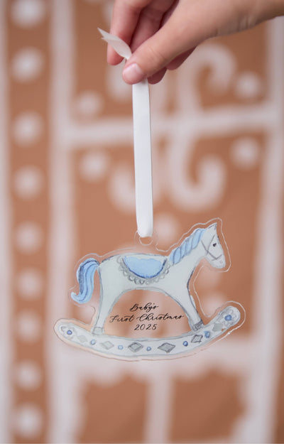 Baby’s First Christmas Rocking Horse Ornament - Blue