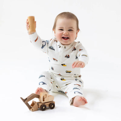 French Terry Uni Romper - Construction Vehicles