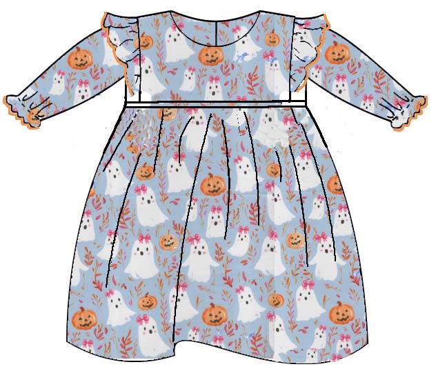 Halloween Ghost L/S Print Dress