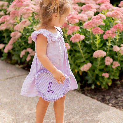 Lavender Seersucker Heart Purse