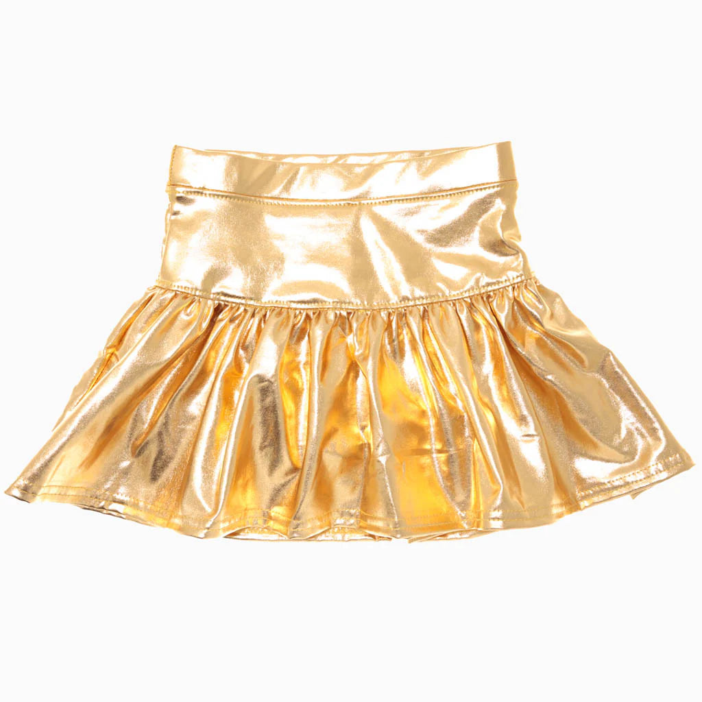 Slick Metallic Gathered Skort