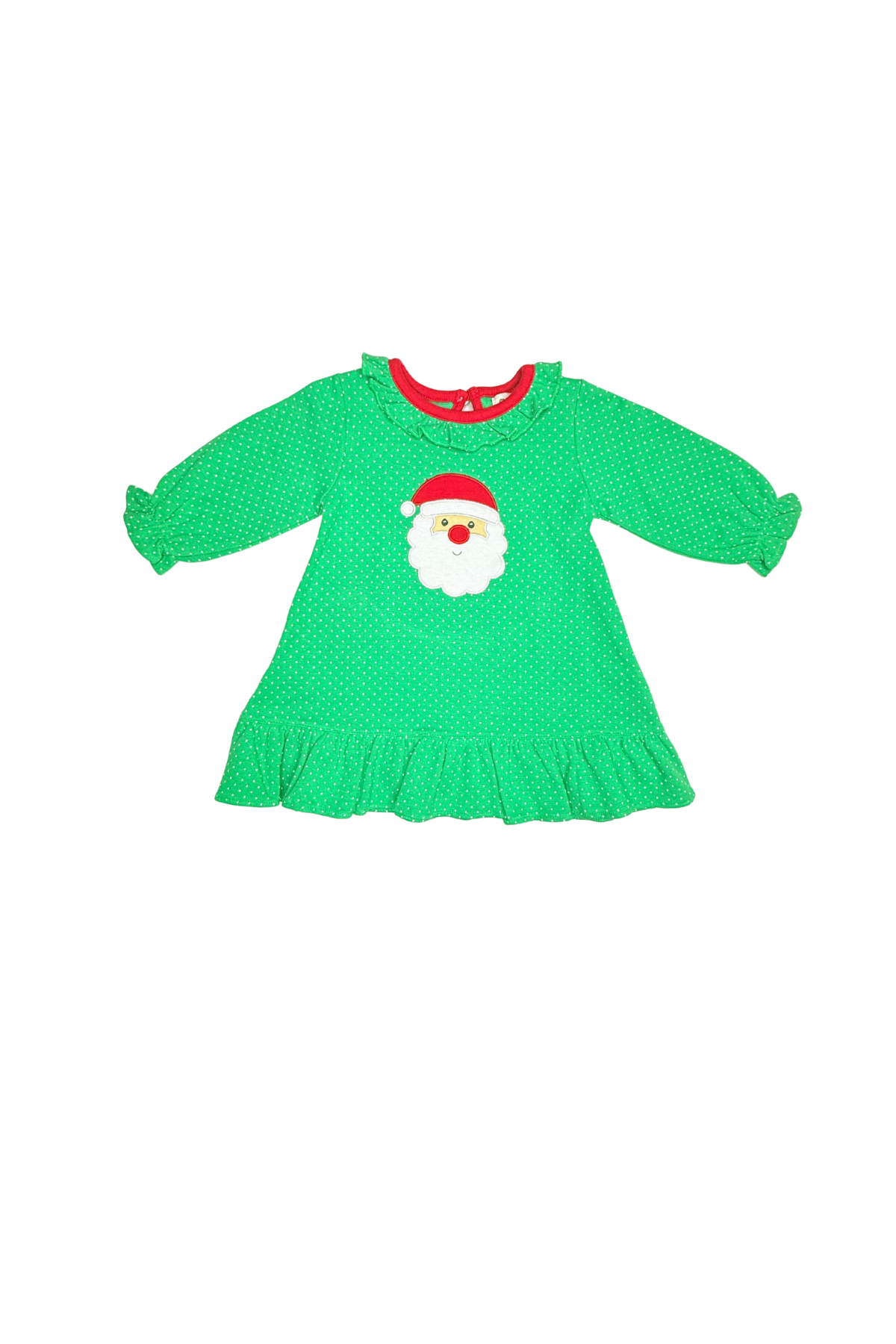 Green Ruffle Neck Dress - Santa
