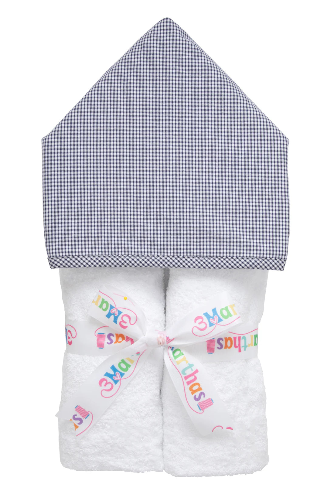 Everykid Hooded Towel - Navy Small Check