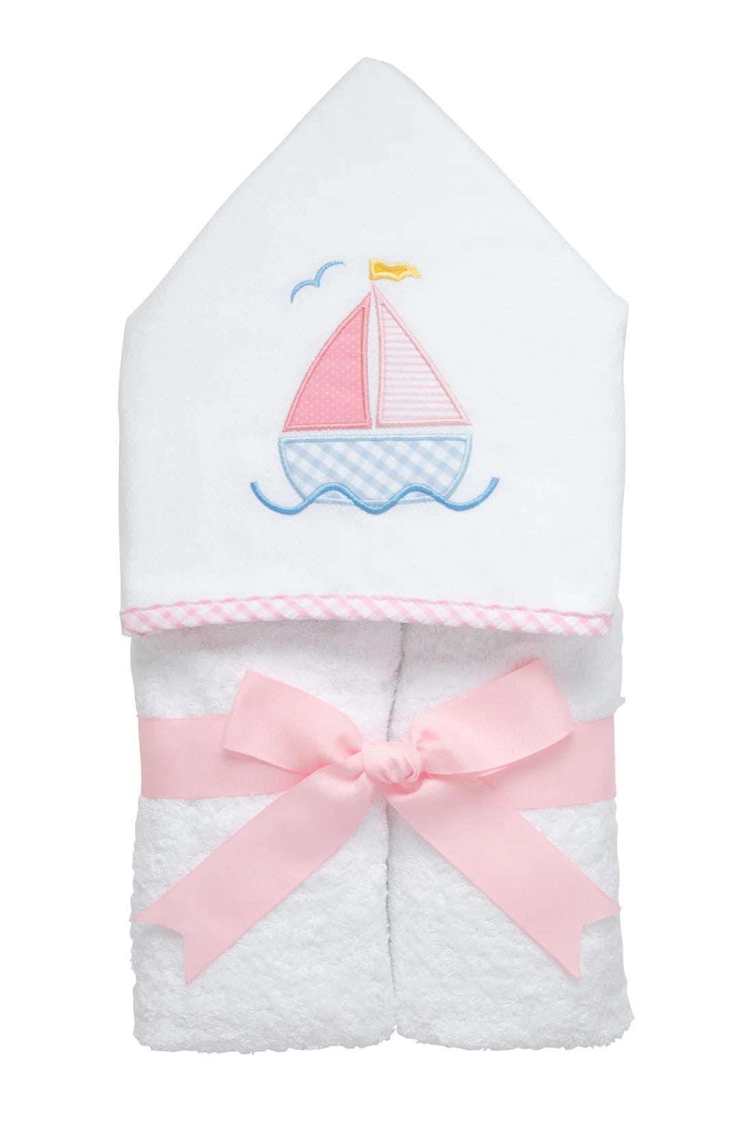 Everykid Hooded Towel - Pink Sailboat