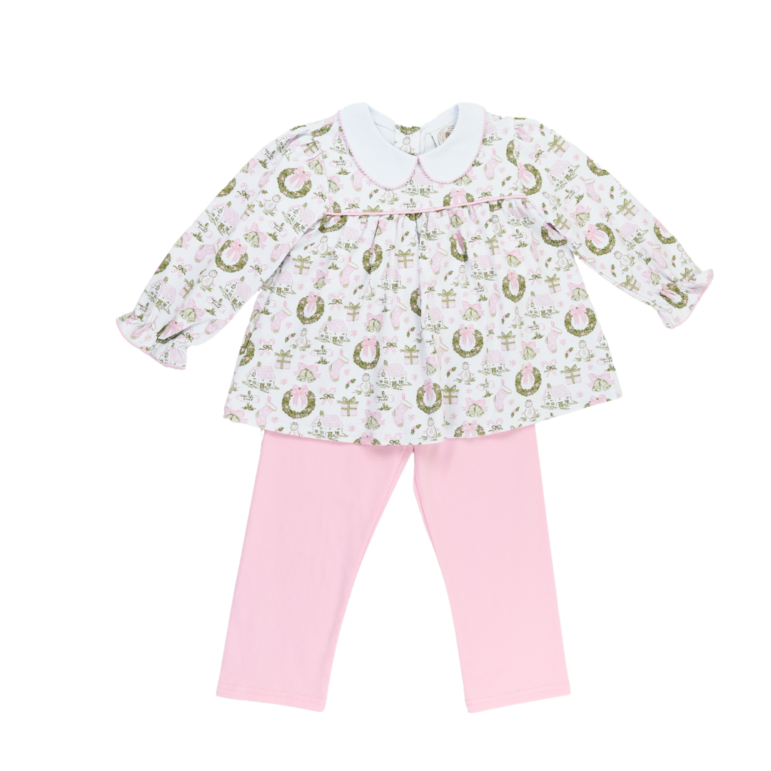 Collins Legging Set - Christmas Toile Stripe
