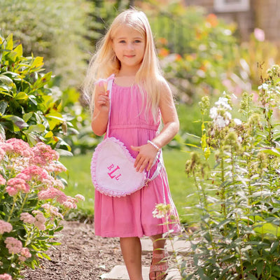 Pink Seersucker Heart Purse