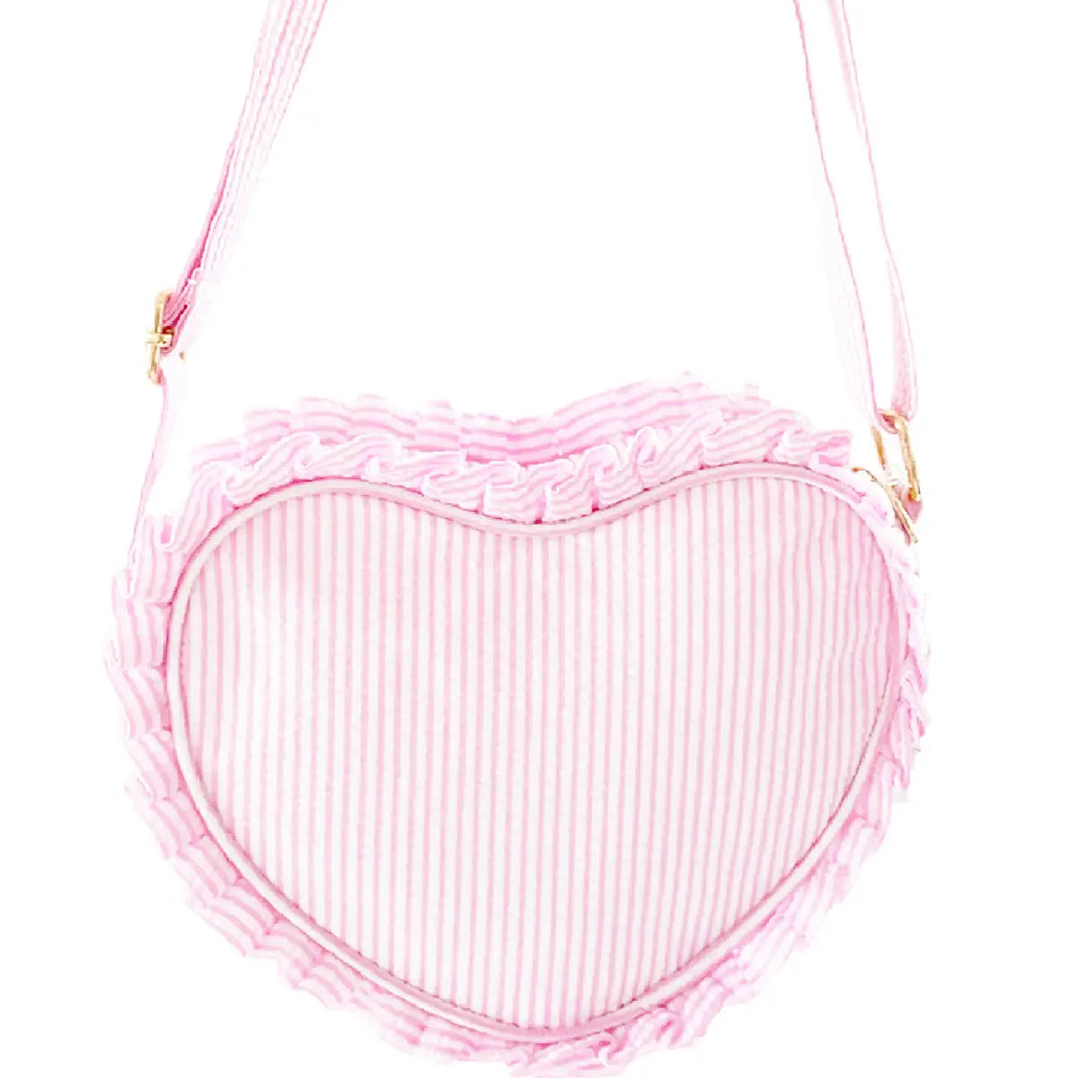 Pink Seersucker Heart Purse