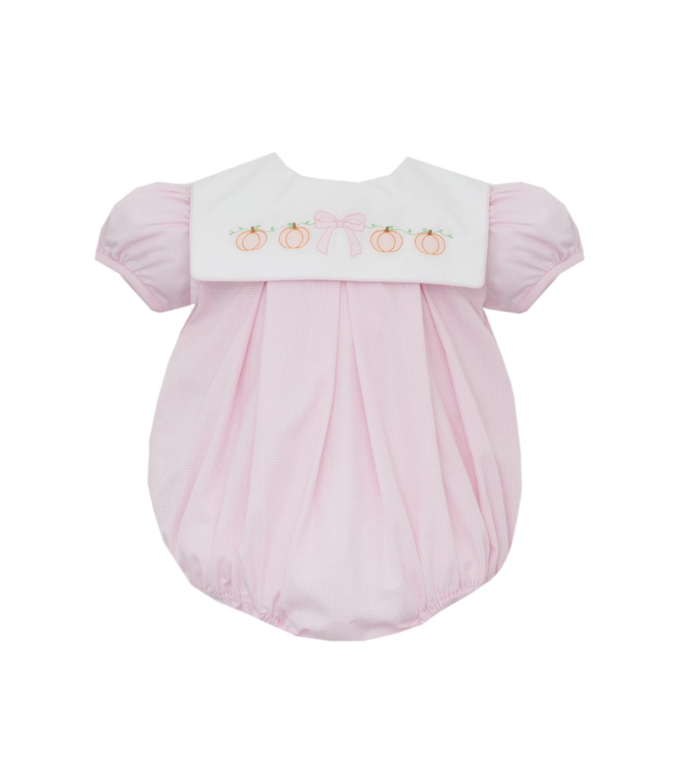Pink Gingham Square Collar Short Bubble  - Pumpkins