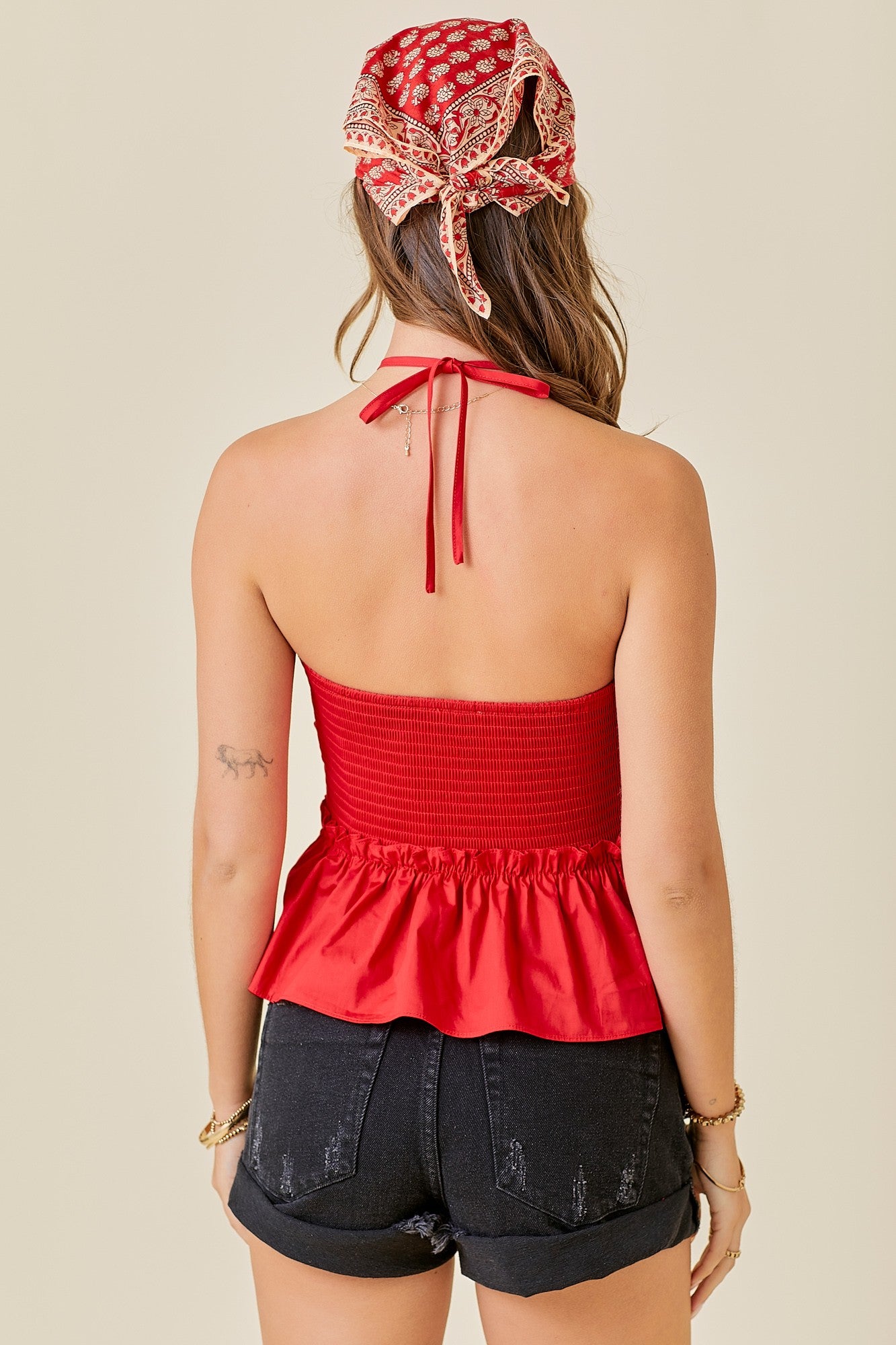 Rouched Tie Halter Top