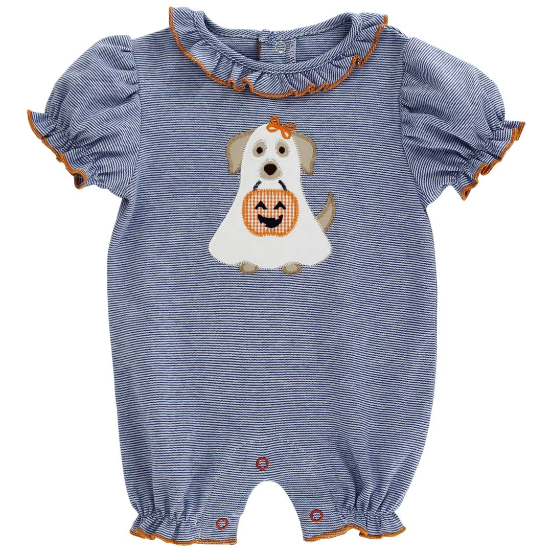 Girls Short Knit Romper - Happy Howl-O-Ween