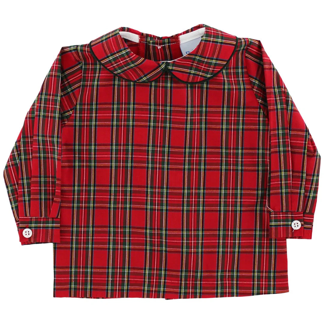 Boys Piped Shirt - Tartan Plaid