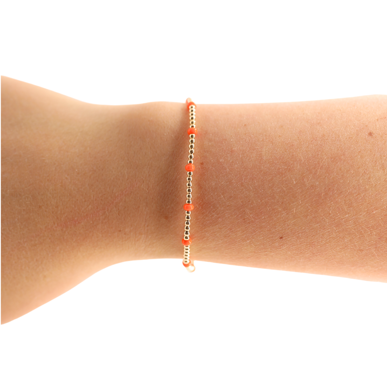 Orange Dainty Poppi Bracelet - Gold Standard 6.75 inch