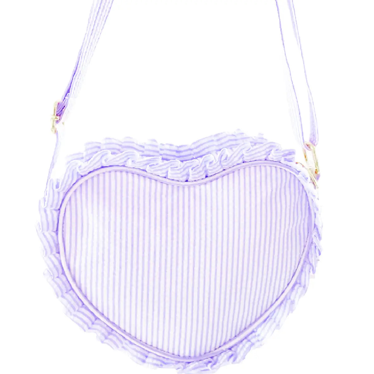 Lavender Seersucker Heart Purse