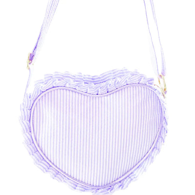 Lavender Seersucker Heart Purse