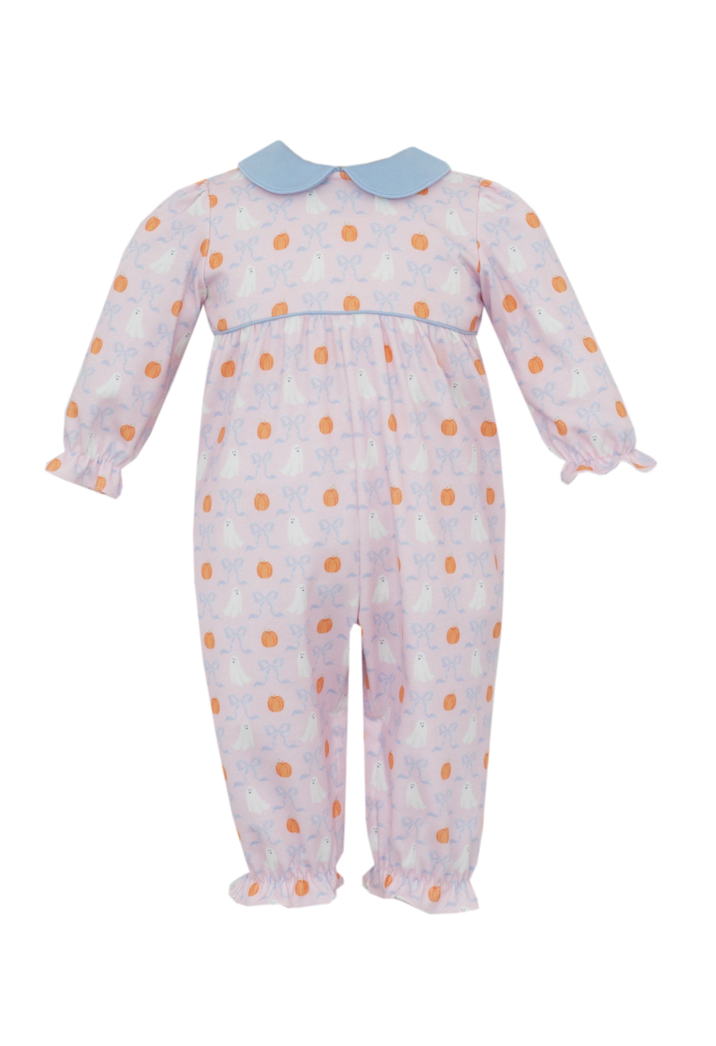 Girl Knit Long Romper - Ghost/Pumpkin