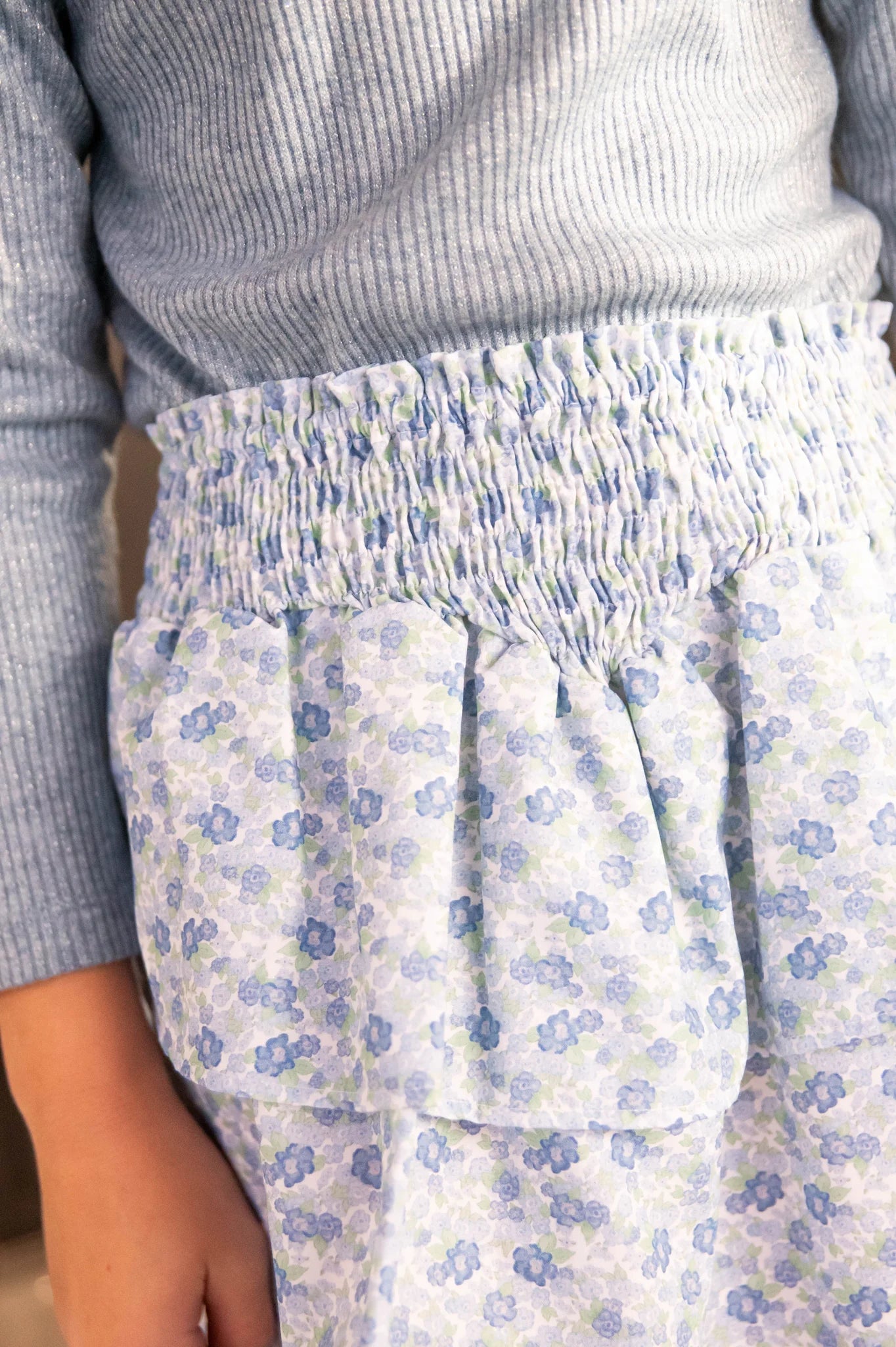 Smocked Skirt - Blue/Green Floral