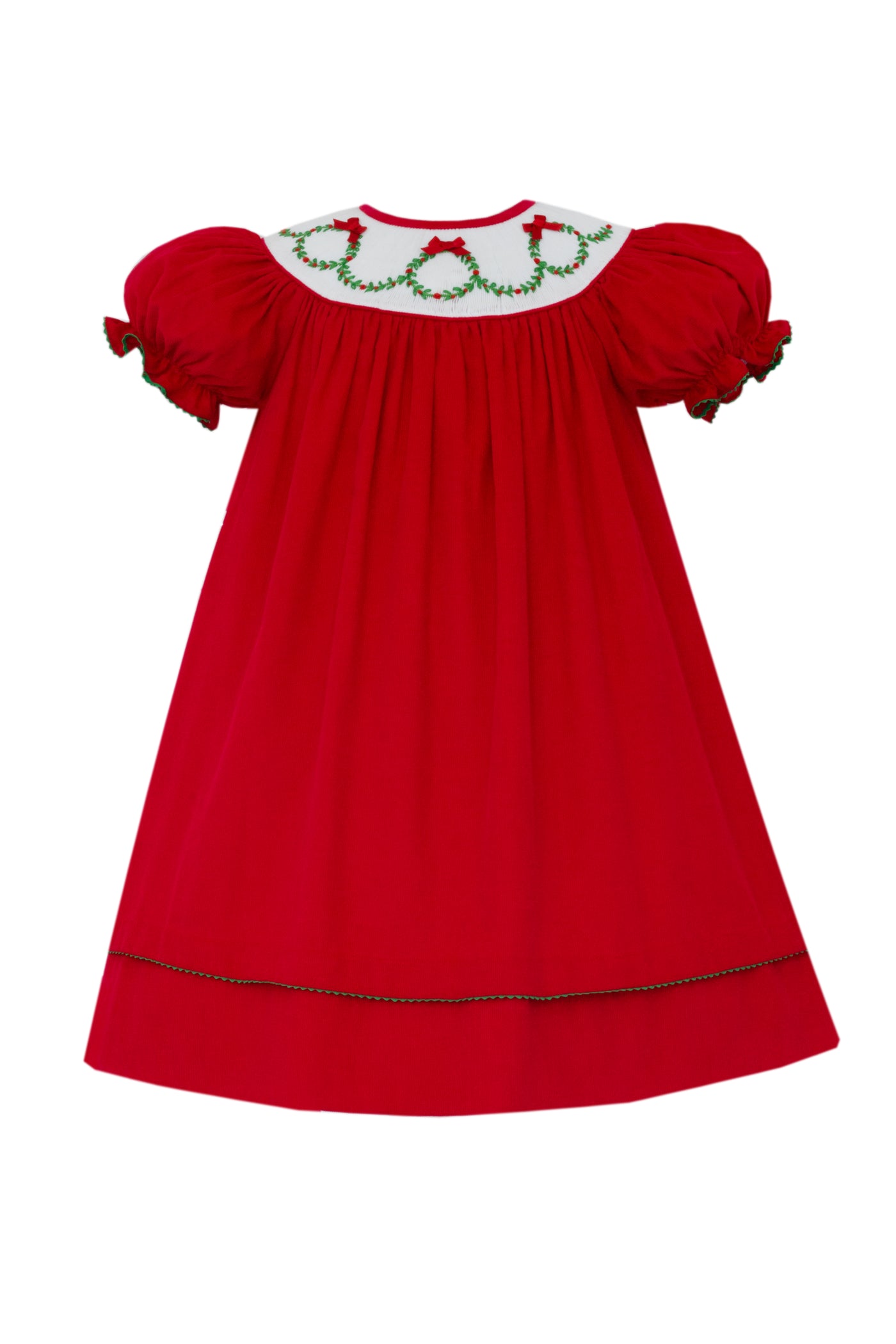 Red Corduroy Bishop w/ Insert - Holiday Wreath