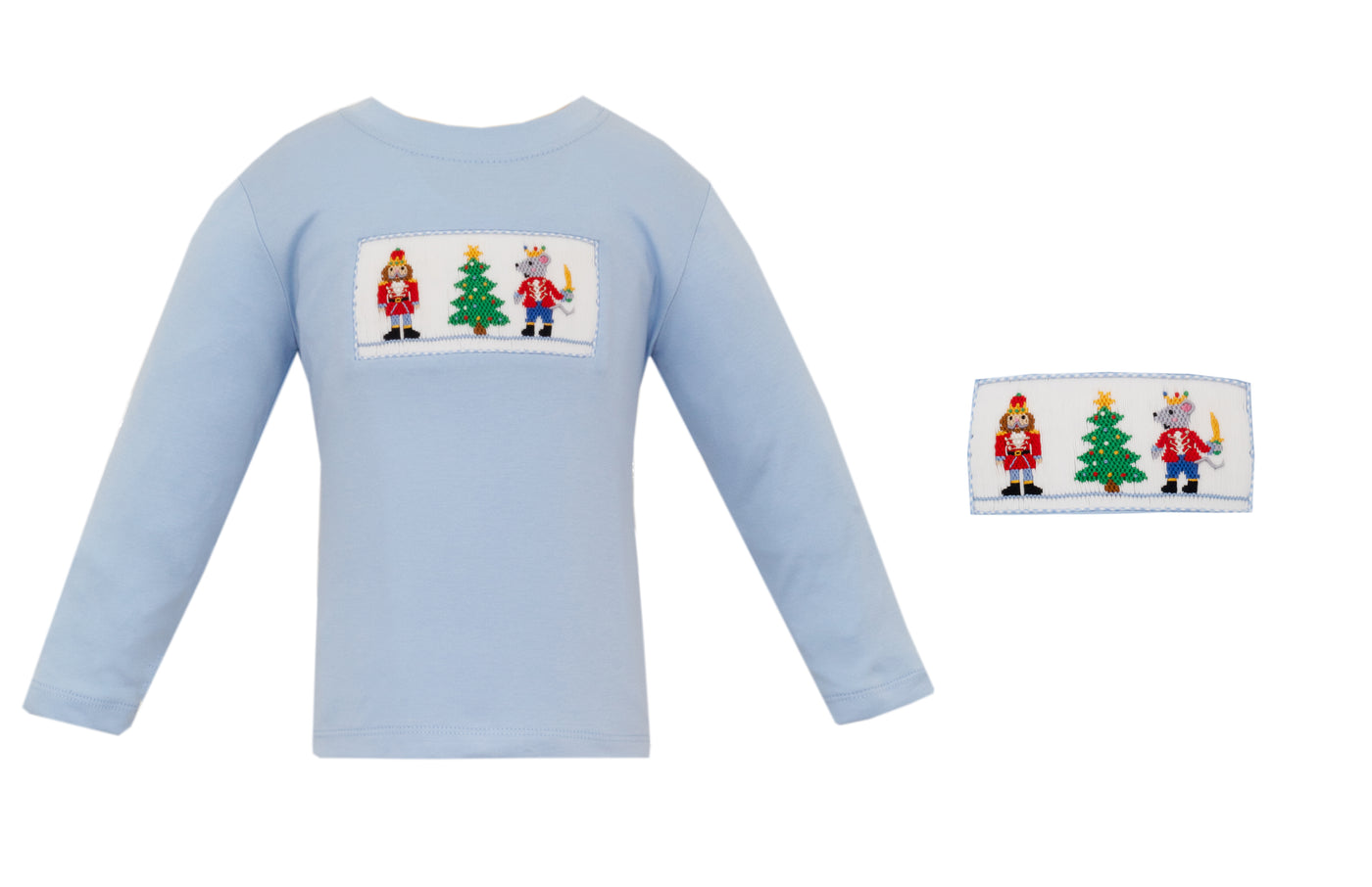 Boys L/S Knit Tee - Light Blue/ Nutcrackers