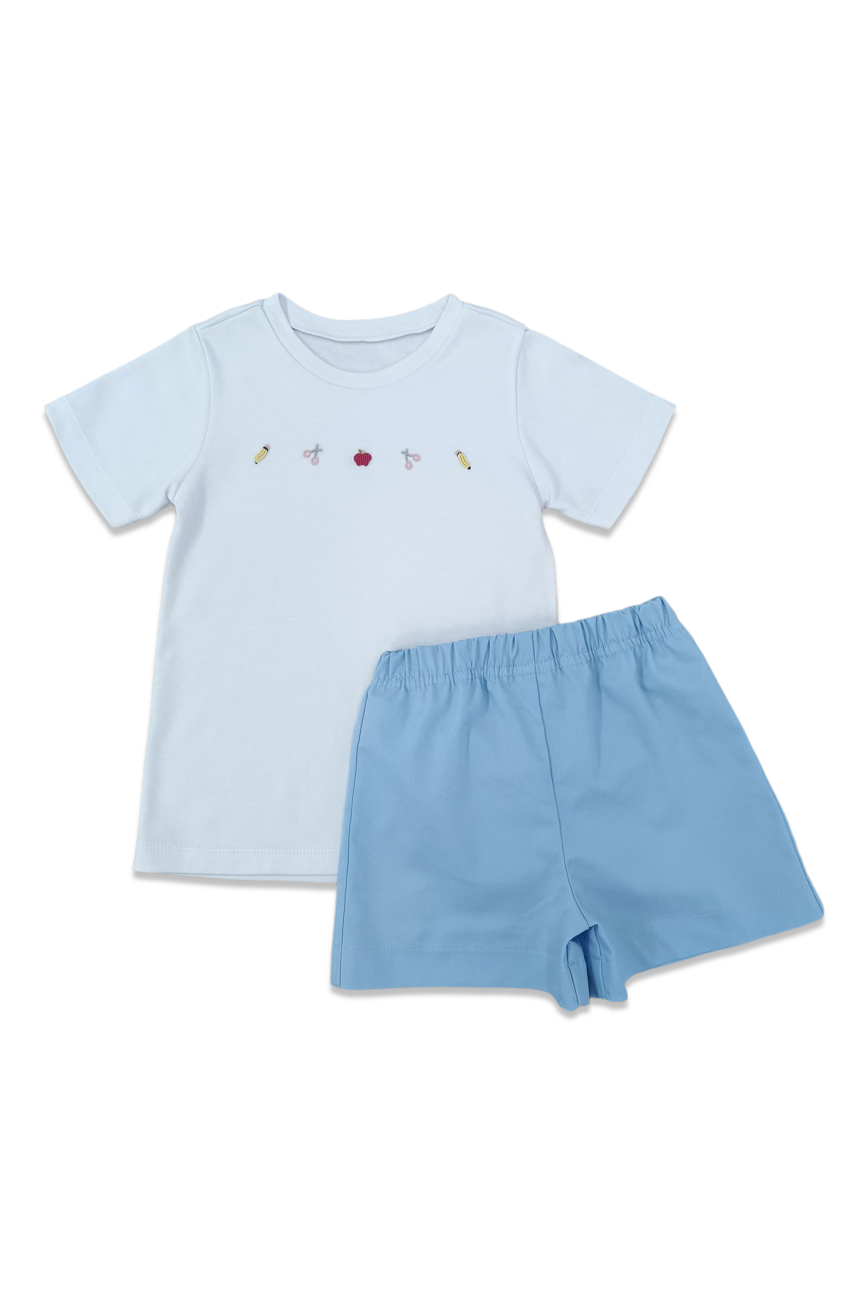 Embroidered Tee & Retro Short - School Supplies