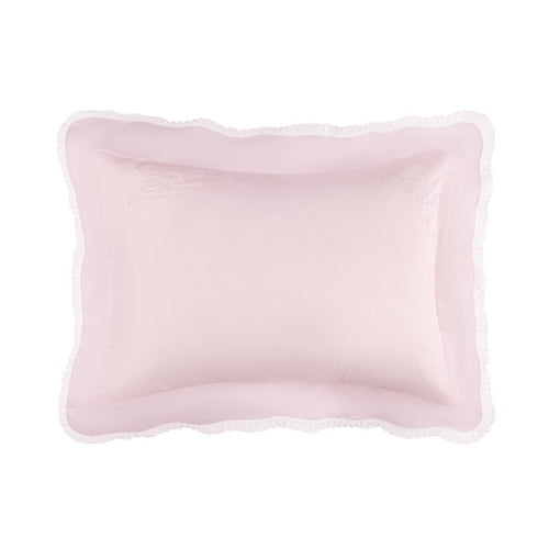 Pillow Cover w/ Lace Trim - Pink