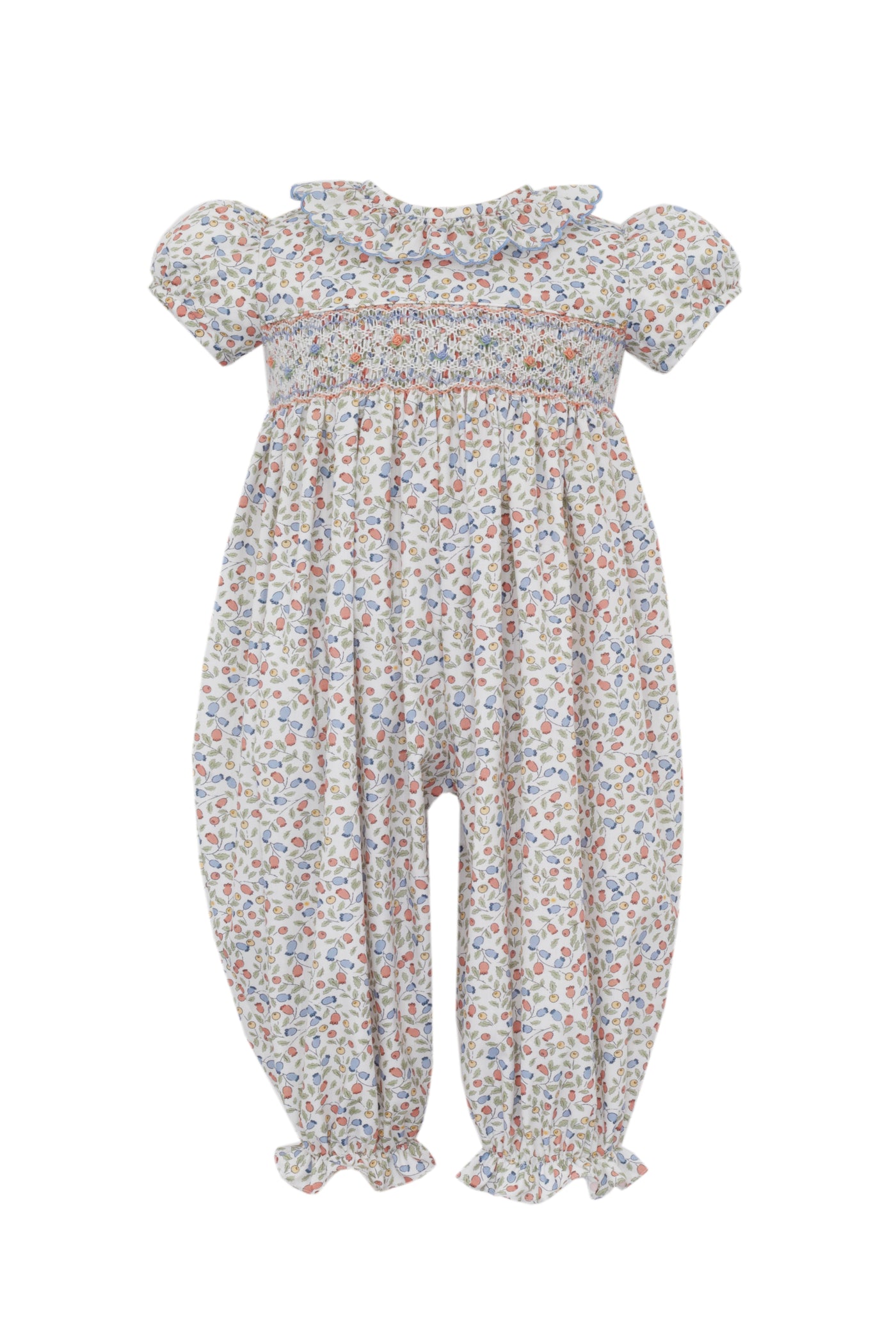 Riley Long Romper  - Blue/Orange Floral