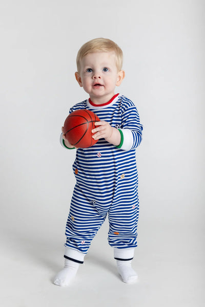 Blue Stripe Knit Longall - Sports Balls