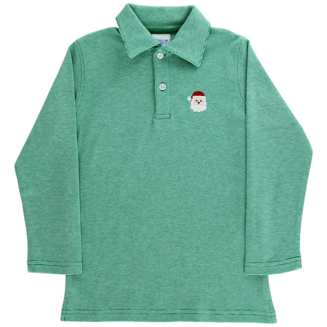 Kelly Green Microstripe Polo - Santa EMB