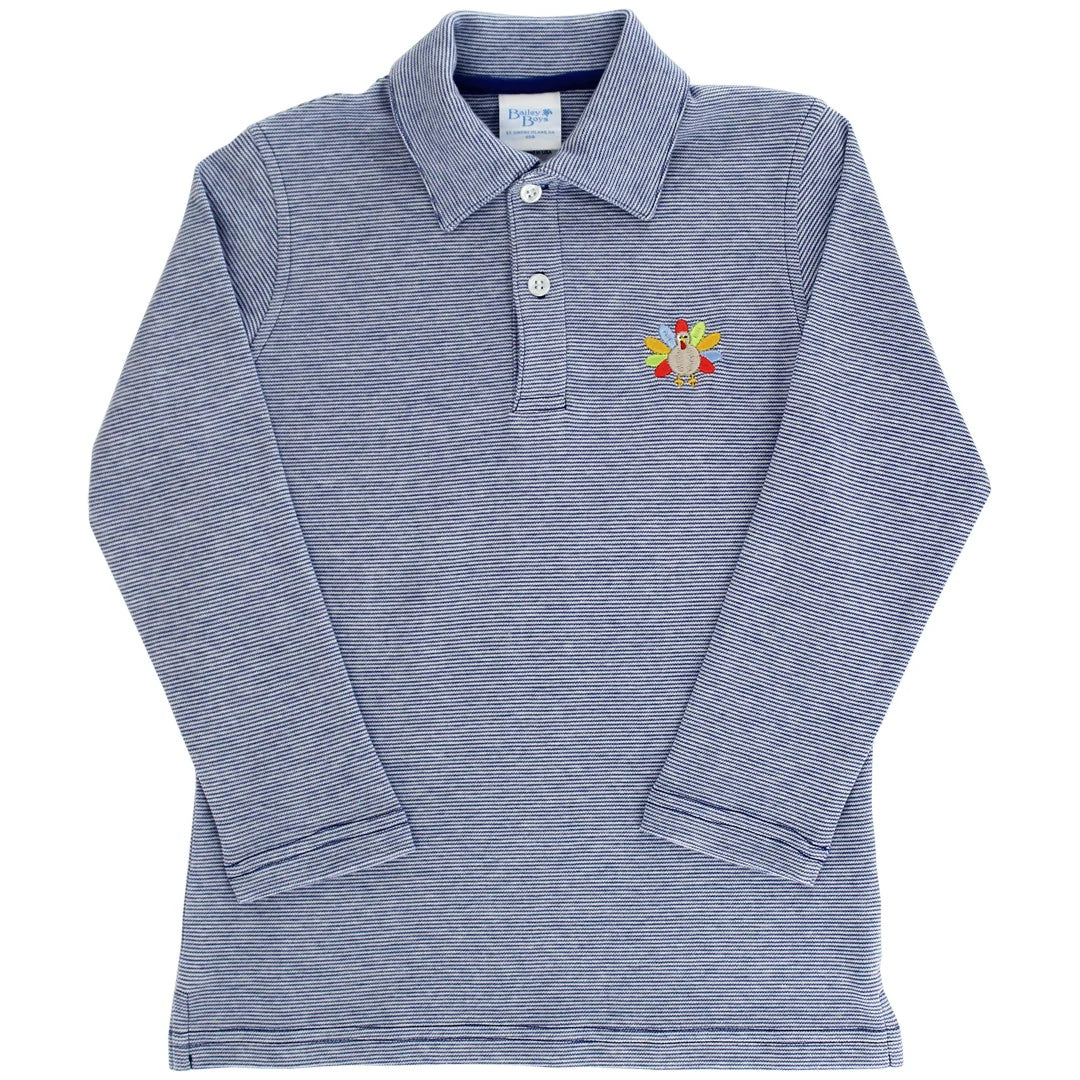 Royal Blue Microstripe Polo - Turkey EMB