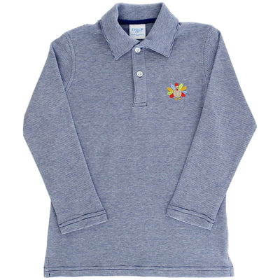 Royal Blue Microstripe Polo - Turkey EMB