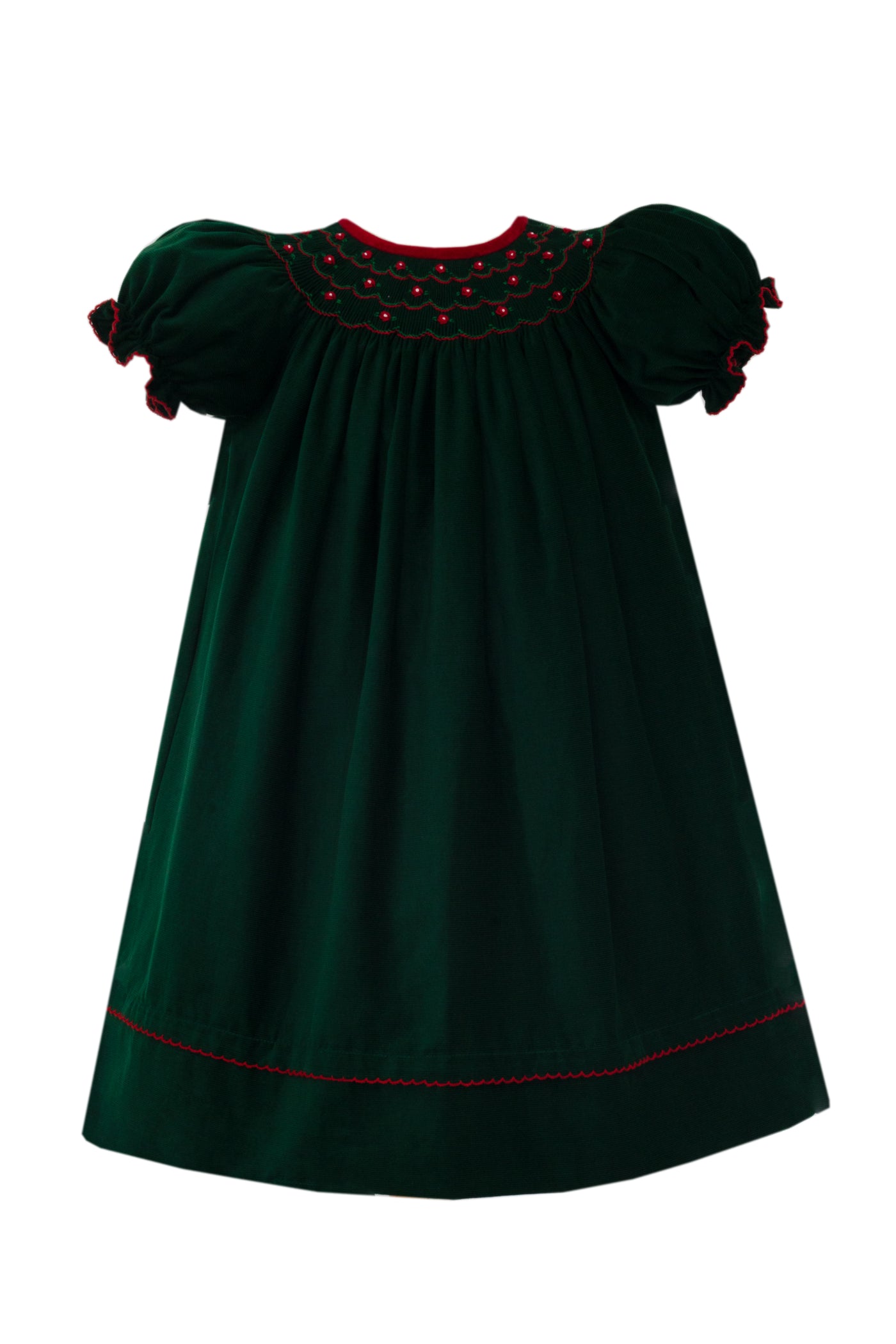 Elizabeth Bishop - Green Corduroy w/ Red Velvet Trim