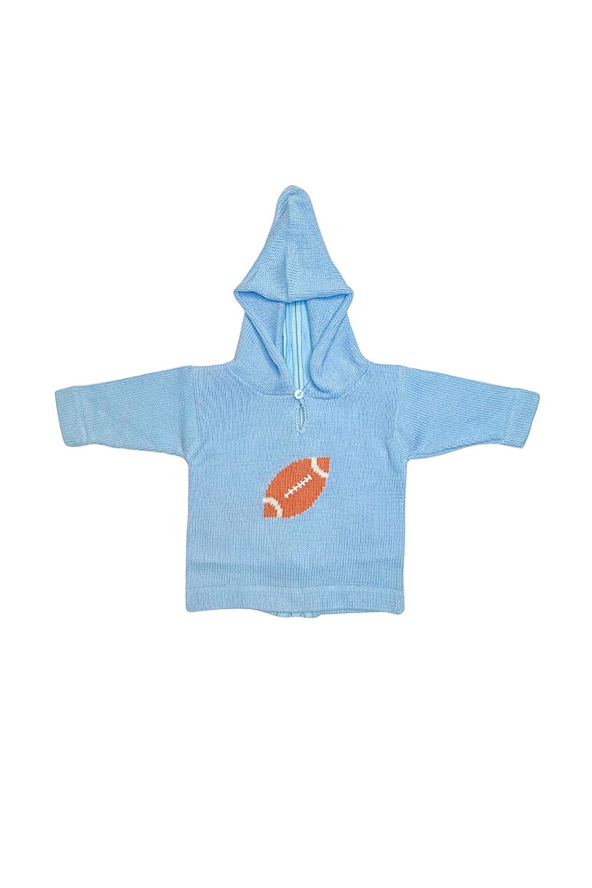 Baby Zip Back Hoodie - Sky Blue Football