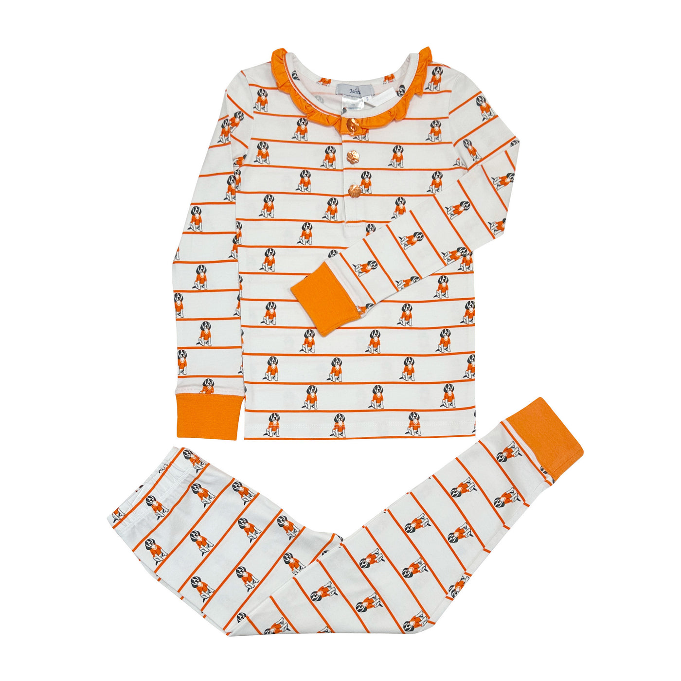 White Orange Girl PJ Set