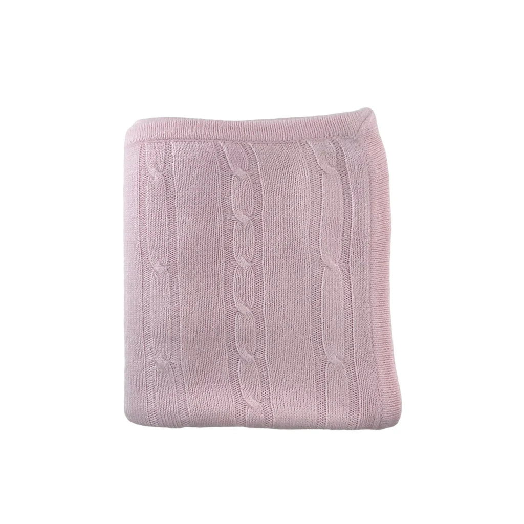 Cashmere Acrylic Cable Knit Blanket - Pink