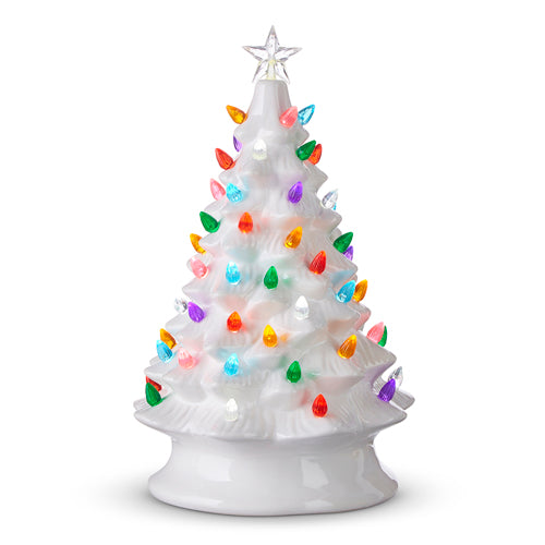 13" Vintage White Lighted Tree